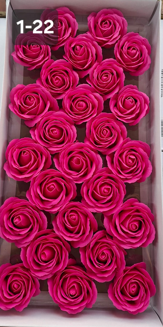 Trandafiri din pastă de săpun fucsia – Set 25 bucăți, 8cm