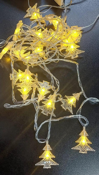 Instalație Luminoasă de Crăciun cu Brăduți, 20 LED-uri, 4 Metri – Multicolor / Galben Cald / Alb