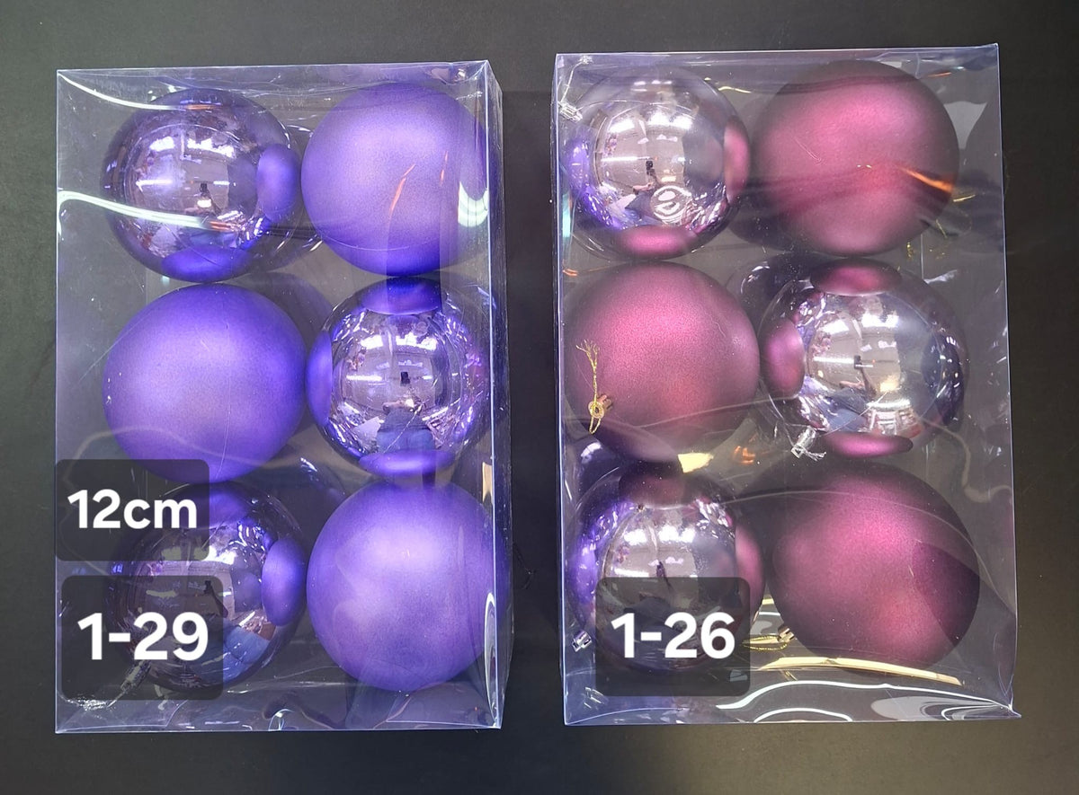Globuri Crăciun 12cm, mov și violet - set 6 bucati