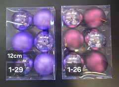Globuri Crăciun 12cm, mov și violet - set 6 bucati