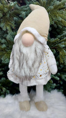 Gnom Decorativ Auriu cu Barbă Lungă și Haină cu Stele – 50cm