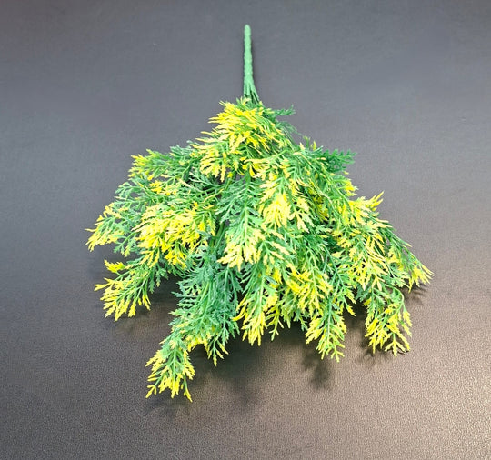 Ramură artificială tuia galben-verde, 32cm