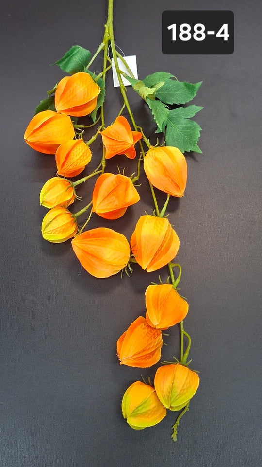 Ramură decorativă cu lampioane artificiale portocalii – 85cm