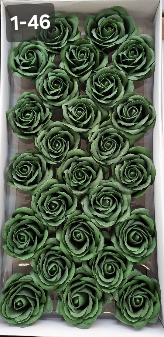 Trandafiri din pastă de săpun verde închis – Set 25 bucăți, 8cm