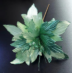 Flori Crăciun verzi cu sclipici 10/set