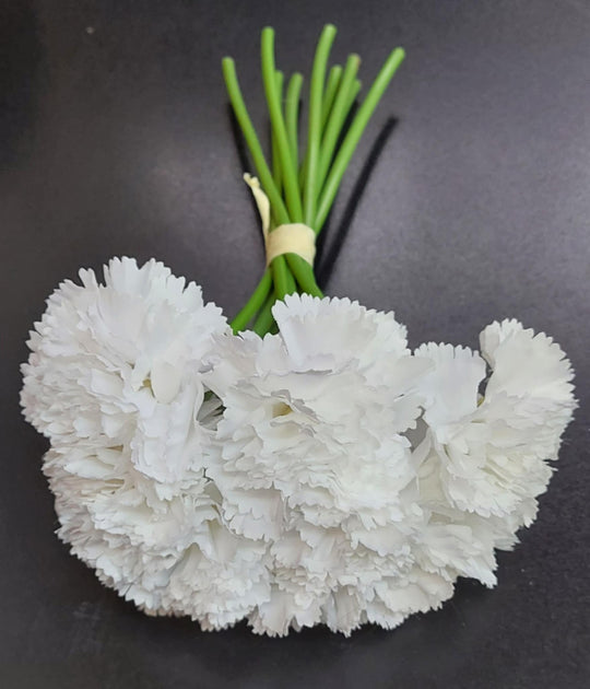 Buchet garoafe artificiale albe 26cm - 9 fire