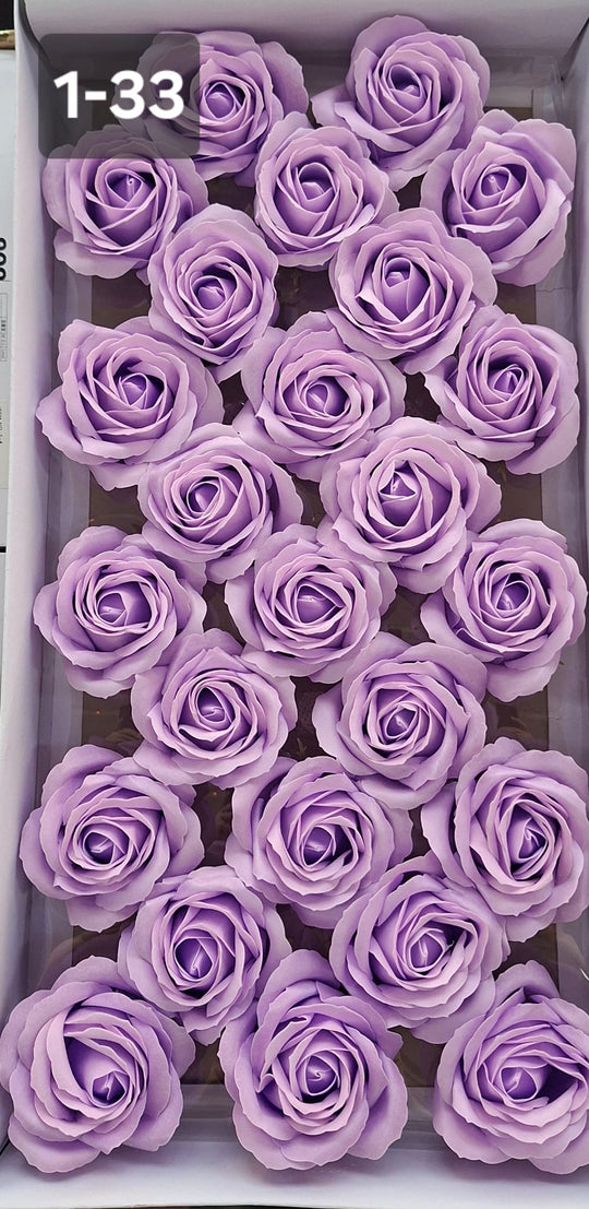 Trandafiri din pastă de săpun lila – Set 25 bucăți, 8cm