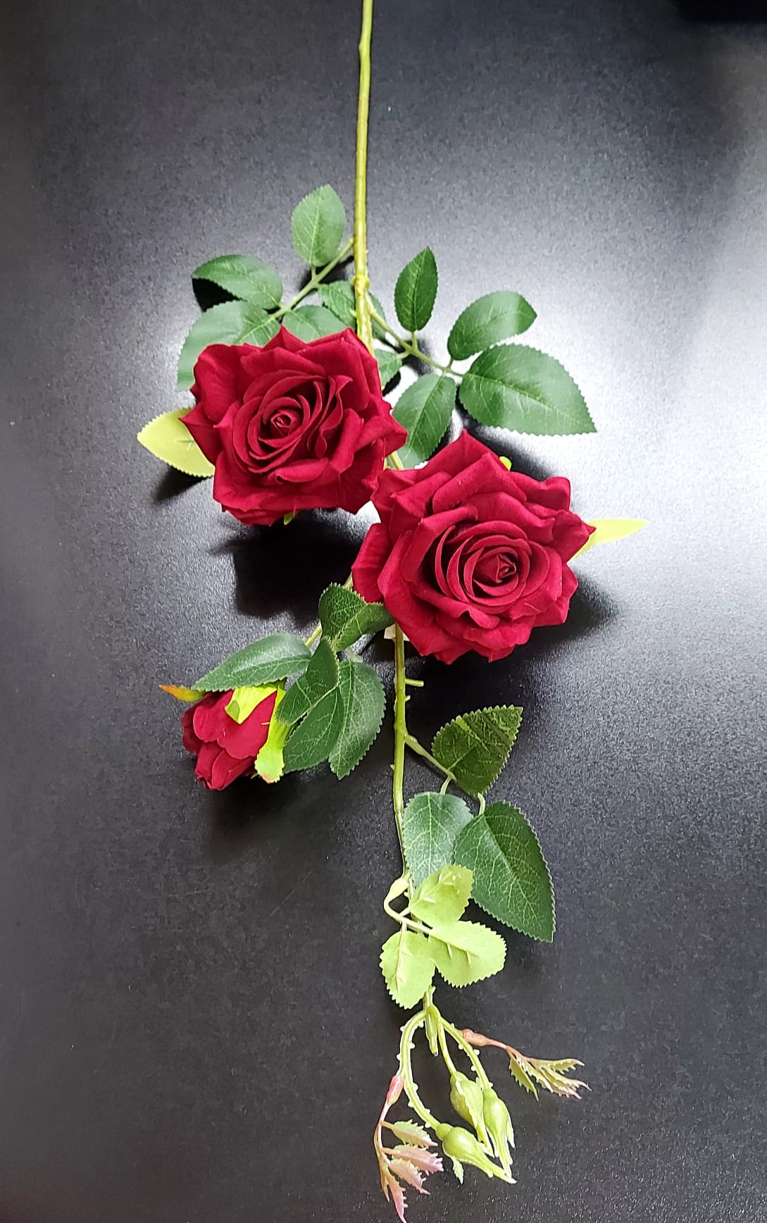 Fir Trandafir artificial roșu închis 90cm – flori decorative realiste