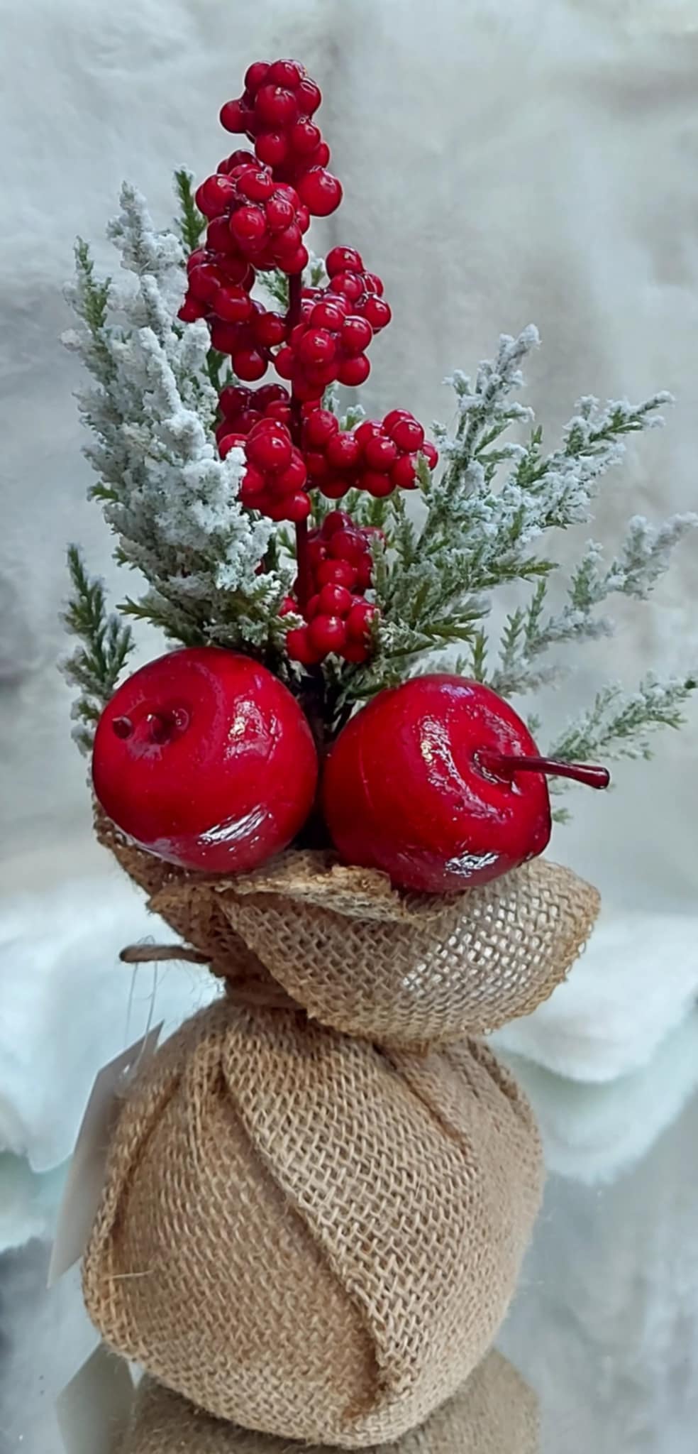 Aranjament Decorativ de Crăciun cu Mere Roșii și Fructe