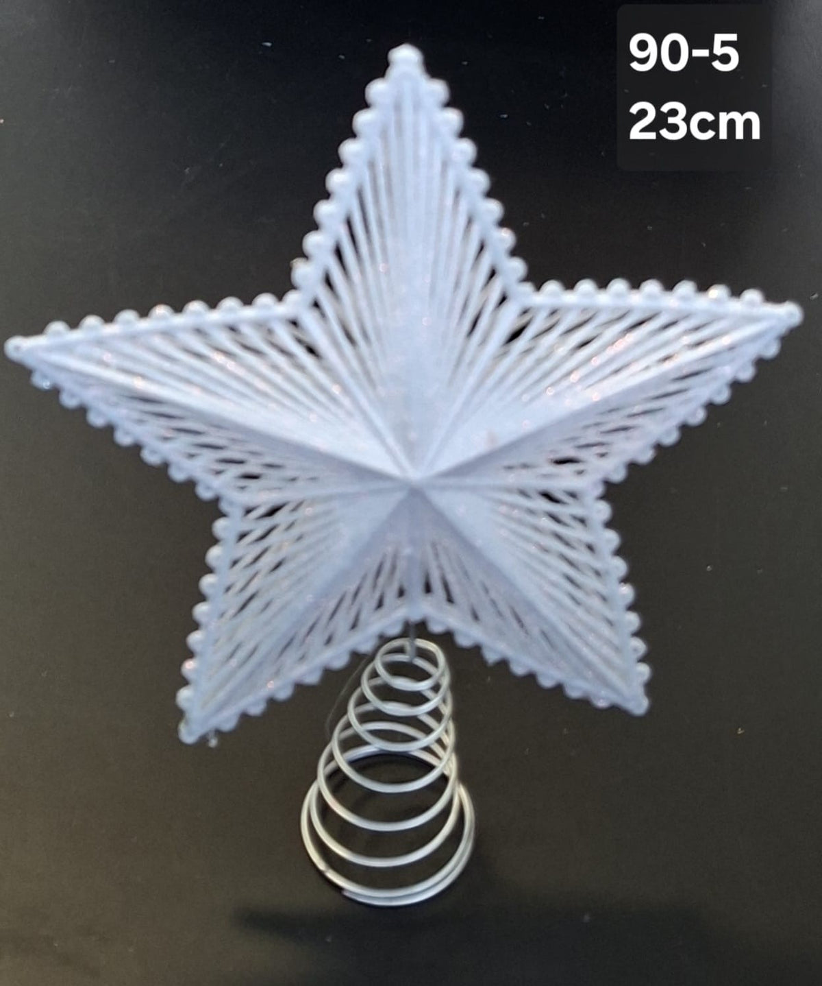 Stea albă decorativă pentru vârful bradului - 23cm set 10 bucati