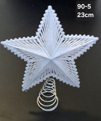 Stea albă decorativă pentru vârful bradului - 23cm set 10 bucati
