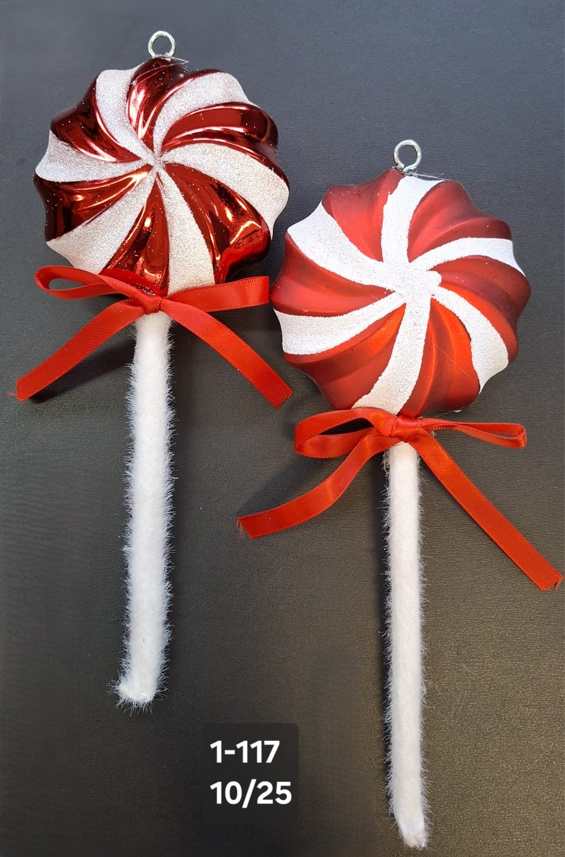 Figurine de brad acadea roșii cu alb 10x25cm, set 2 buc