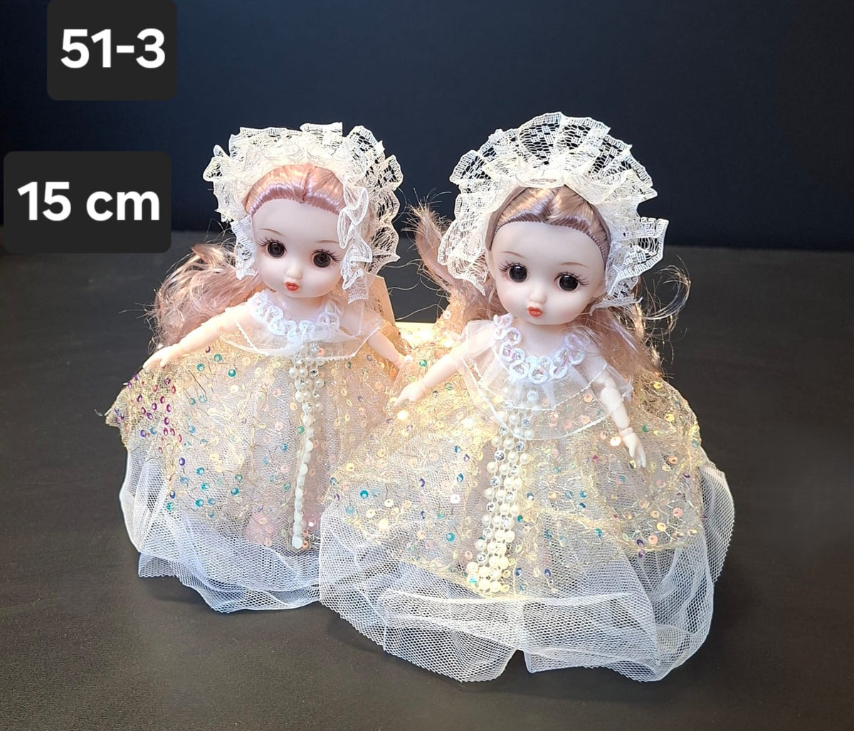 Păpuși cu Rochie Auriu și Voal - 15cm 10/set