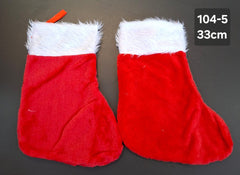 Set 12 ciorapi mari Moș Crăciun – pluș roșu cu margine albă 33cm