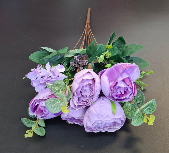 Buchet cu Bujori mov 49cm – Flori Artificiale din Material Textil