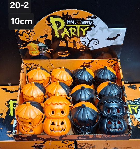 Set 12 Dovleci Halloween Portocaliu & Negru, 10cm – Decorațiuni Party