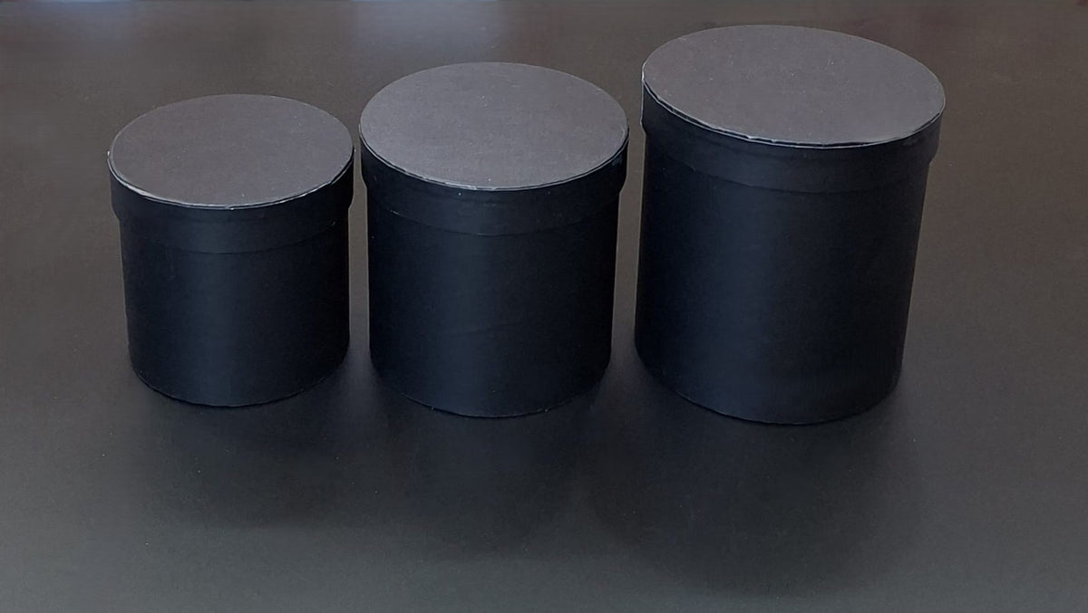 Cutii din carton cilindrice – Negru 3/set
