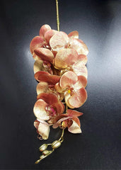 Orhidee artificială roz-aurie din silicon – 100 cm, floare decorativă realistă