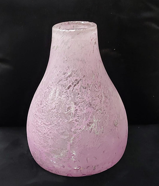 Vază decorativă din sticlă, 22.5 cm – Textură satinată roz, design elegant (102-47)