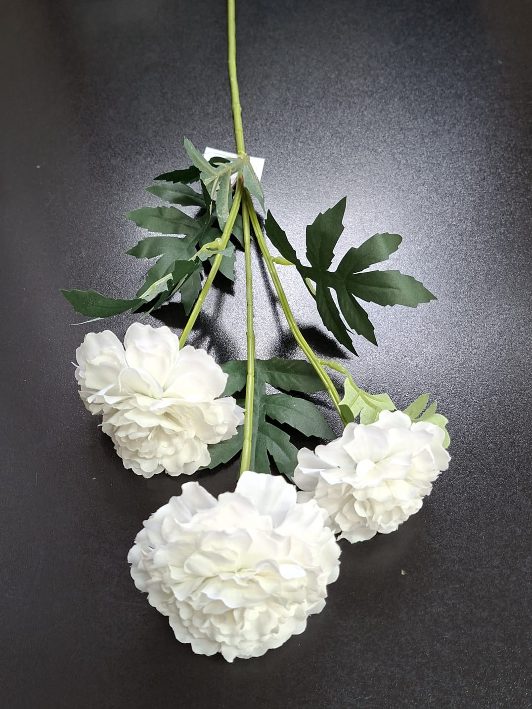Fir garoafe albe artificiale – 60 cm, 3 flori textile