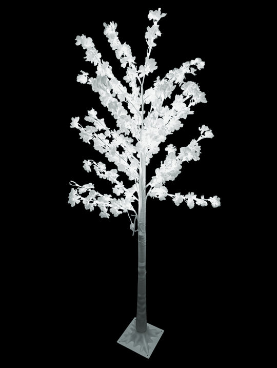 Copac LED Decorativ 175cm Alb Rece cu Flori