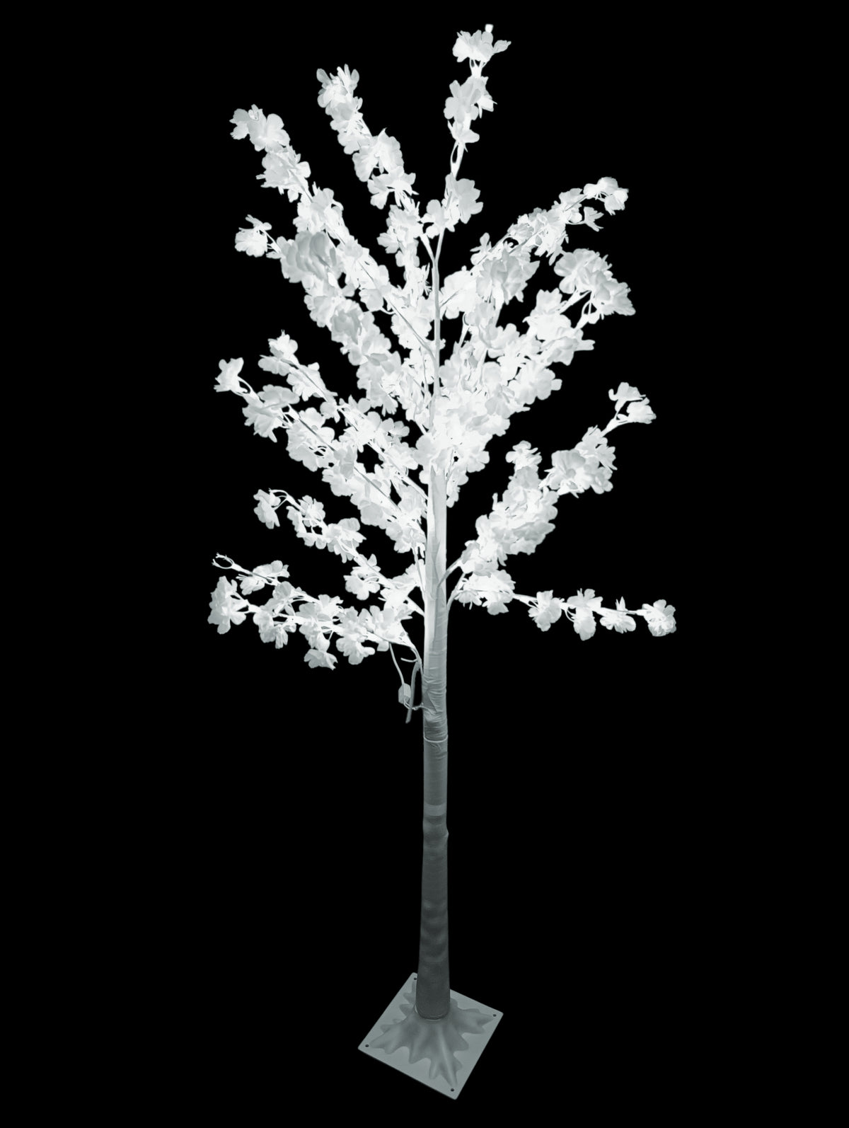 Copac LED Decorativ 175cm Alb Rece cu Flori