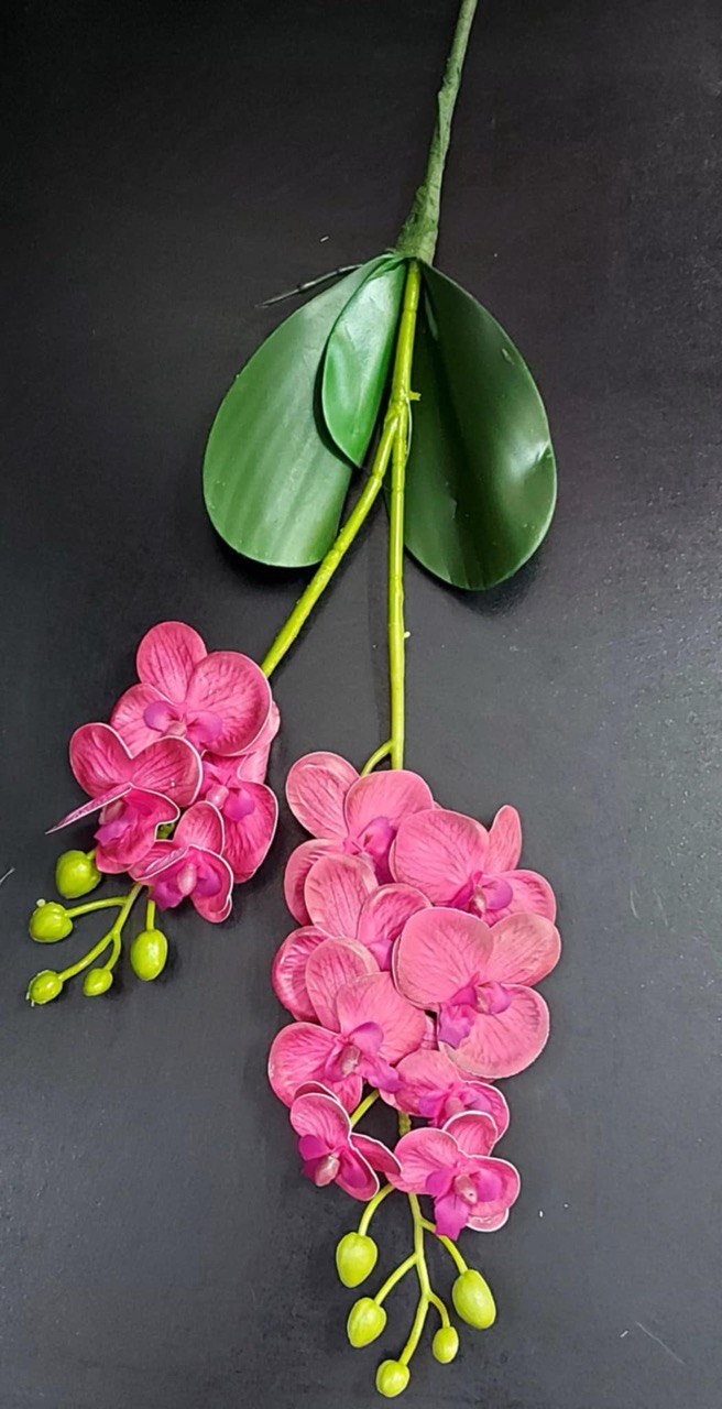 Mini orhidee artificială din silicon, fucsia intens – Real Touch, 30 cm