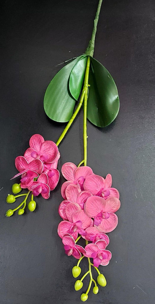 Mini orhidee artificială din silicon, fucsia intens – Real Touch, 30 cm