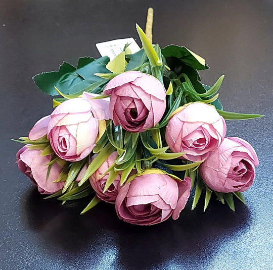 Buchet flori artificiale boboci bujor mov-roz – 32cm aspect natural