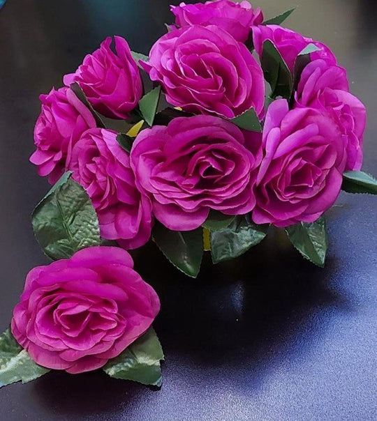 Capete Trandafiri Fucsia pe Tulpină – Set 200 buc. Textil (27 cm)