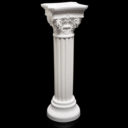 Coloană Decorativă Clasică Albă cu Ornamente Florale și Design Elegant, pentru Interior și Exterior - 90cm