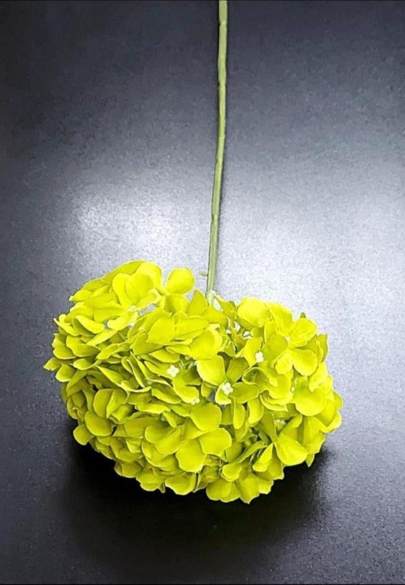 Fir Hortensie Verde Lime – Floare Artificială pe Tulpină, Material Textil