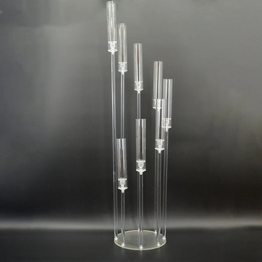 Candelabru Acrilic Transparent cu 8 Brațe tuburi din acril – 138cm Design Modern și Elegant