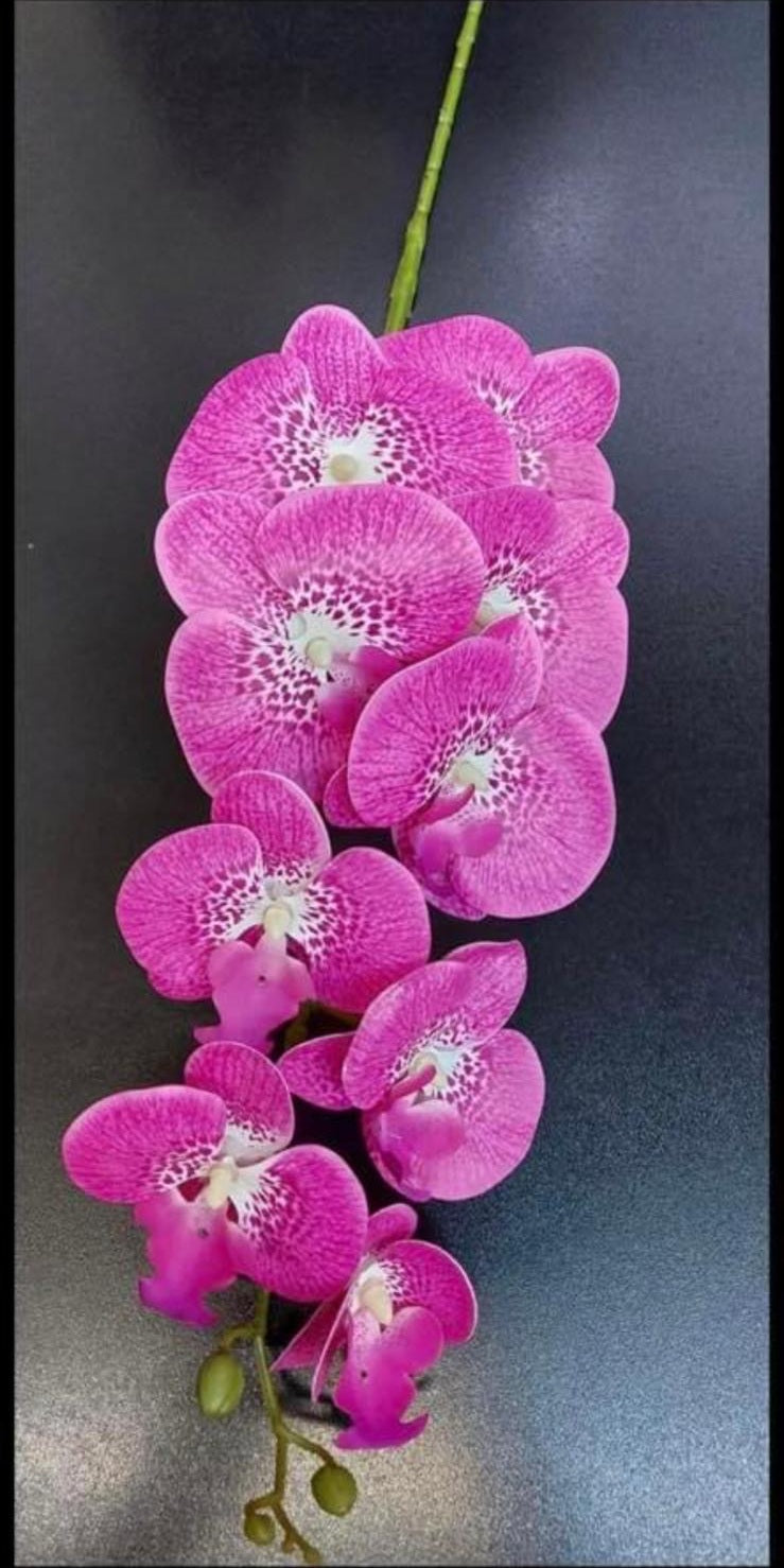 Orhidee artificială fucsia cu model – 100 cm, floare din silicon, decorativă realistă