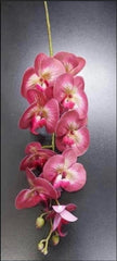 Orhidee artificială roz burgundy din silicon – 100 cm, floare decorativă realistă