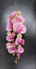 Orhidee artificială roz cu accente galbene – 100 cm, floare decorativă realistă