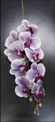 Orhidee artificială alb-lila cu accente mov – 100 cm, floare decorativă realistă