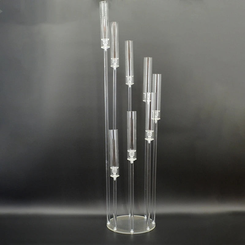 Candelabru Acrilic Transparent cu 8 Brațe tuburi din acril – 138cm Design Modern și Elegant