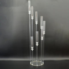Candelabru Acrilic Transparent cu 8 Brațe tuburi din acril – 138cm Design Modern și Elegant