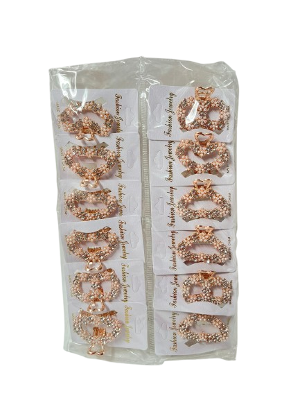 Lve Cleste Mic Par Metal Cu Margelute/strasuri 2-2 12buc/set 100/bax