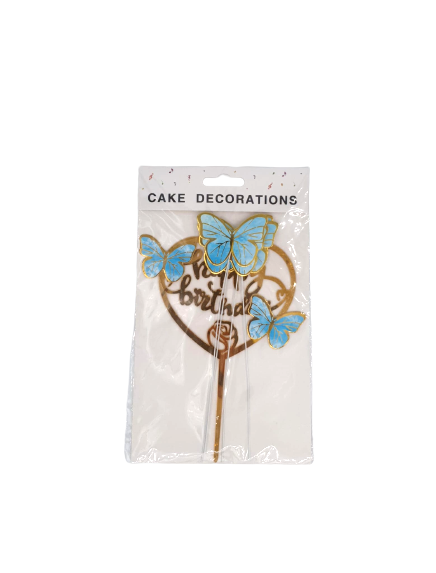 Lve Decoratiune Tort Happy Birthday+fluturi 462-28