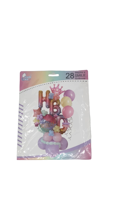 Lve Set Baloane Aniversare Diverse Culori 28buc/set 462-9
