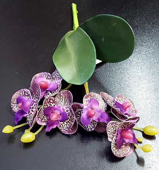 Mini Orhidee artificială violet intens cu model pătat – 20cm, decorativă realistă