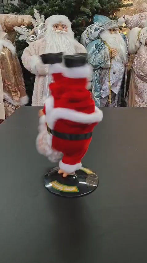 Moș Crăciun dansator cu baterii, decor animat - 25cm