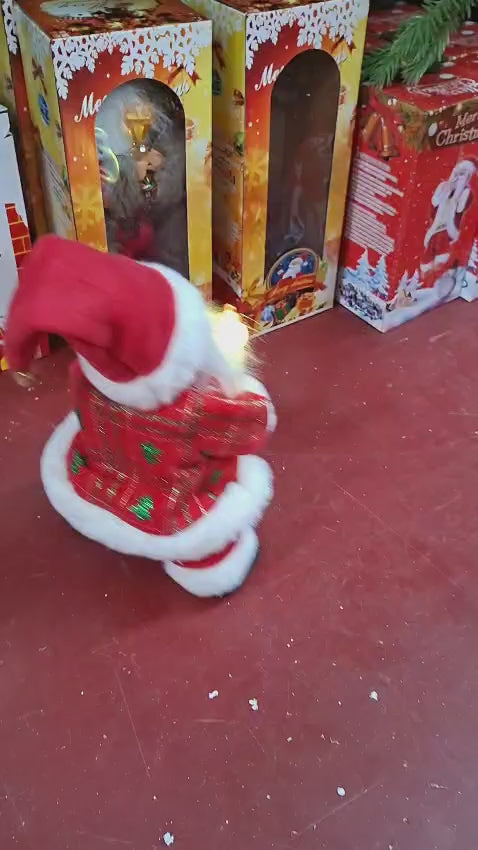 Moș Crăciun decorativ cu baterii, costum roșu - 25cm